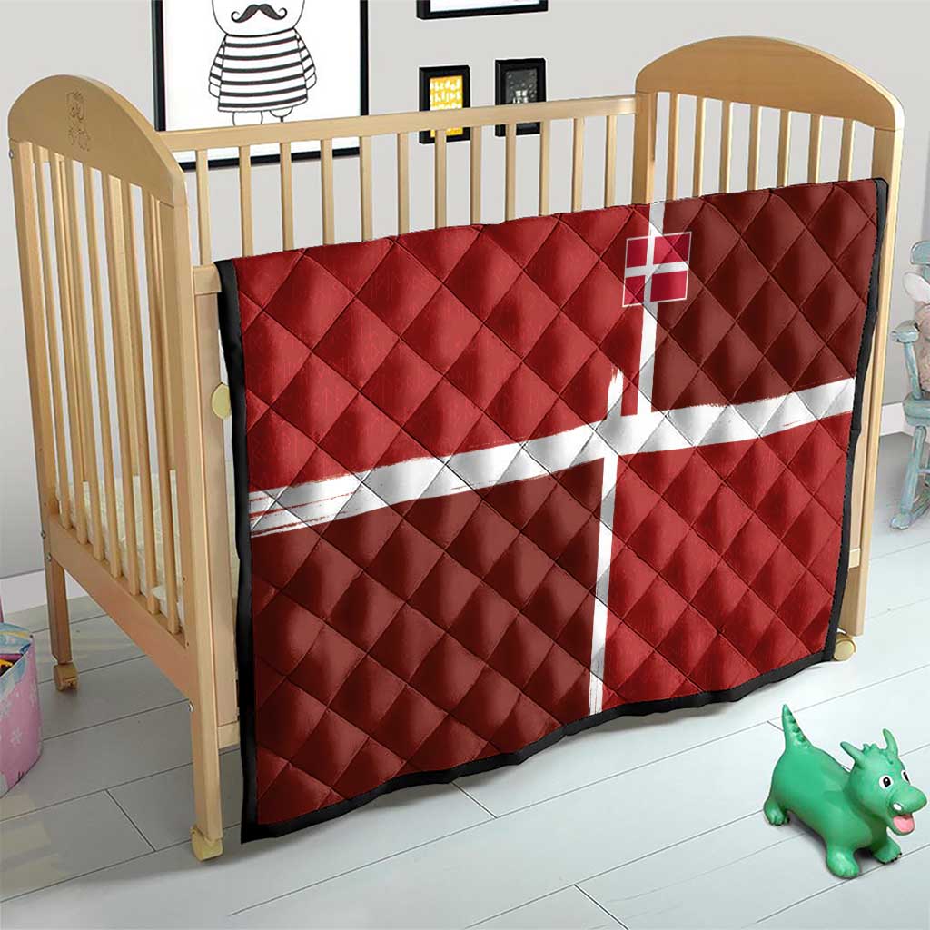 Denmark Football Quilt Black Grunge Line and Rune Inspired Sporty Style