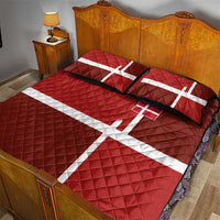 Denmark Football Quilt Bed Set Black Grunge Line and Rune Inspired Sporty Style