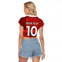 Custom Denmark Football Raglan Cropped T Shirt Black Grunge Line and Rune Inspired Sporty Style
