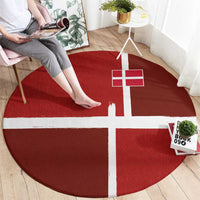 Denmark Football Round Carpet Black Grunge Line and Rune Inspired Sporty Style