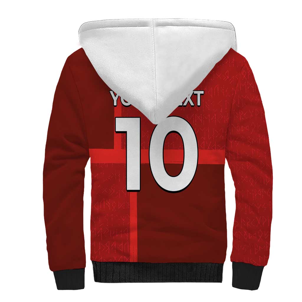 Custom Denmark Football Sherpa Hoodie Black Grunge Line and Rune Inspired Sporty Style