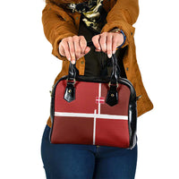 Denmark Football Shoulder Handbag Black Grunge Line and Rune Inspired Sporty Style