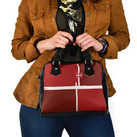 Denmark Football Shoulder Handbag Black Grunge Line and Rune Inspired Sporty Style