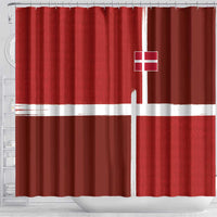 Denmark Football Shower Curtain Black Grunge Line and Rune Inspired Sporty Style