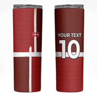 Custom Denmark Football Skinny Tumbler Black Grunge Line and Rune Inspired Sporty Style