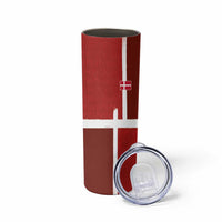 Custom Denmark Football Skinny Tumbler Black Grunge Line and Rune Inspired Sporty Style