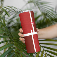 Custom Denmark Football Skinny Tumbler Black Grunge Line and Rune Inspired Sporty Style