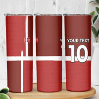 Custom Denmark Football Skinny Tumbler Black Grunge Line and Rune Inspired Sporty Style