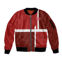 Custom Denmark Football Sleeve Zip Bomber Jacket Black Grunge Line and Rune Inspired Sporty Style