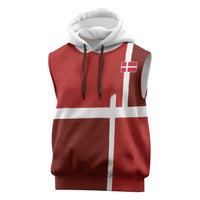 Custom Denmark Football Sleeveless Hoodie Black Grunge Line and Rune Inspired Sporty Style