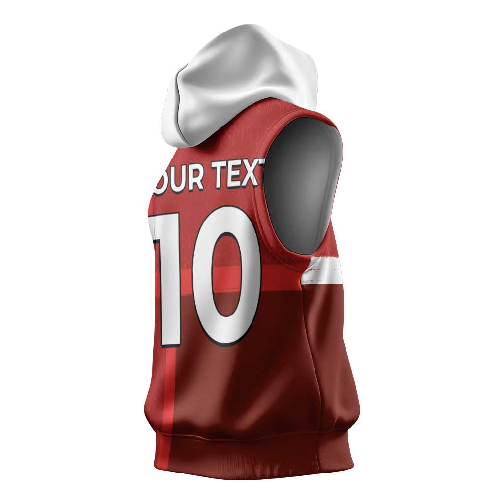 Custom Denmark Football Sleeveless Hoodie Black Grunge Line and Rune Inspired Sporty Style