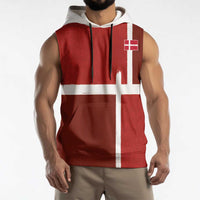 Custom Denmark Football Sleeveless Hoodie Black Grunge Line and Rune Inspired Sporty Style