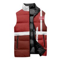 Custom Denmark Football Sleeveless Puffer Jacket Black Grunge Line and Rune Inspired Sporty Style