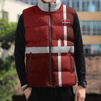 Custom Denmark Football Sleeveless Puffer Jacket Black Grunge Line and Rune Inspired Sporty Style