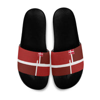 Denmark Football Slide Sandals Black Grunge Line and Rune Inspired Sporty Style