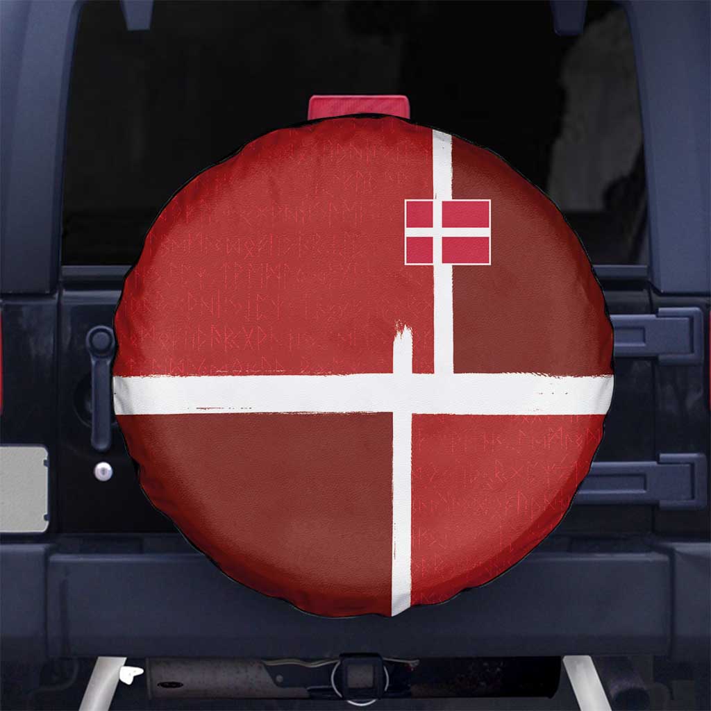 Denmark Football Spare Tire Cover Black Grunge Line and Rune Inspired Sporty Style