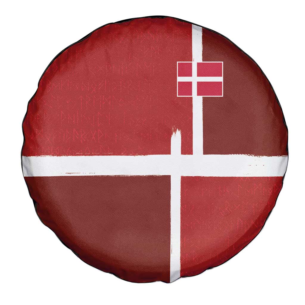 Denmark Football Spare Tire Cover Black Grunge Line and Rune Inspired Sporty Style