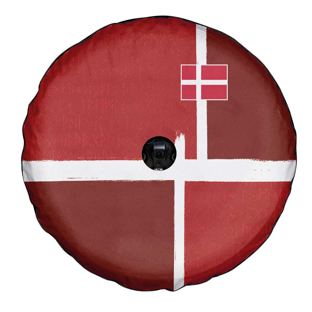 Denmark Football Spare Tire Cover Black Grunge Line and Rune Inspired Sporty Style