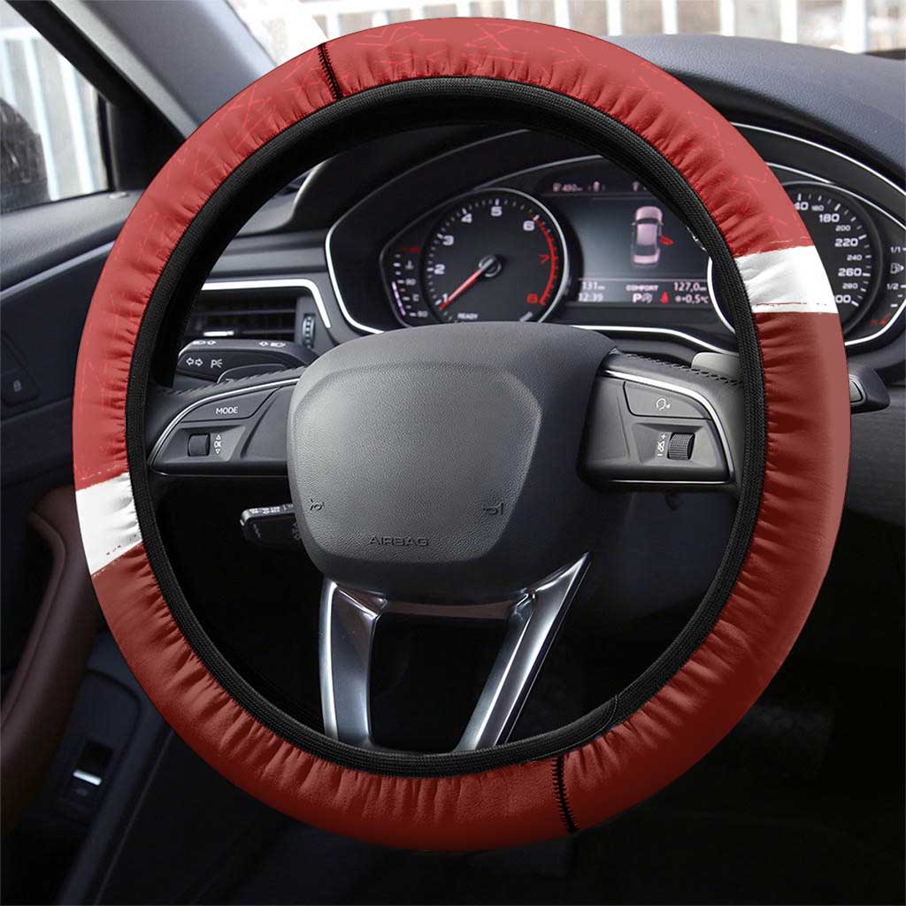 Denmark Football Steering Wheel Cover Black Grunge Line and Rune Inspired Sporty Style