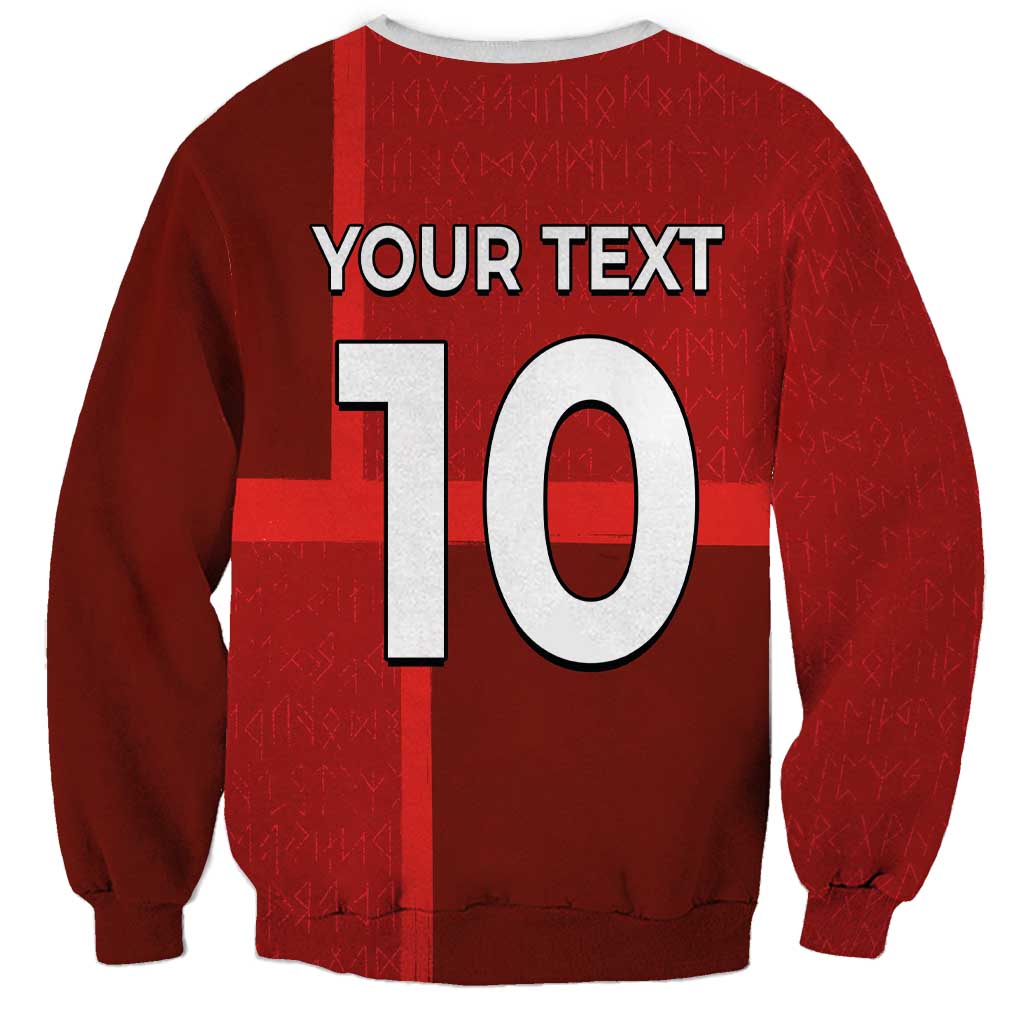 Custom Denmark Football Sweatshirt Black Grunge Line and Rune Inspired Sporty Style