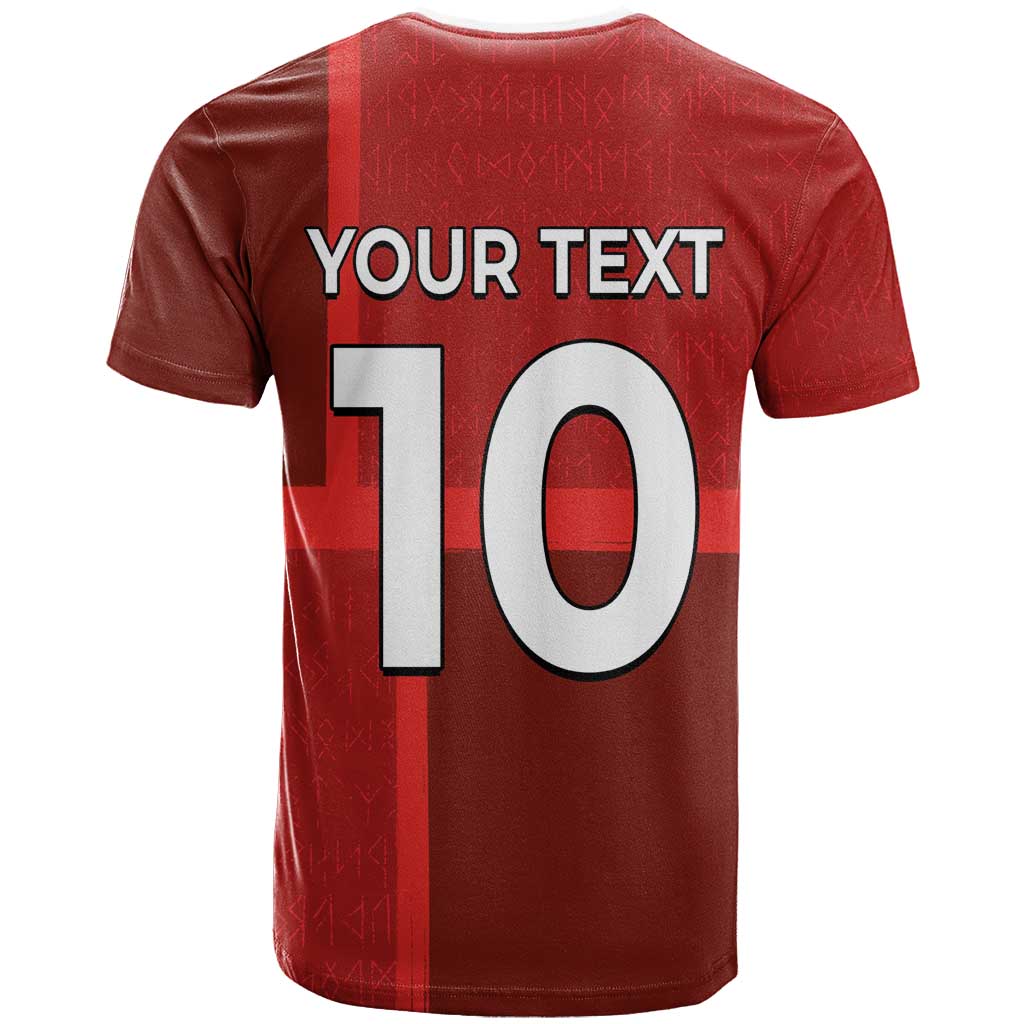 Custom Denmark Football T Shirt Black Grunge Line and Rune Inspired Sporty Style