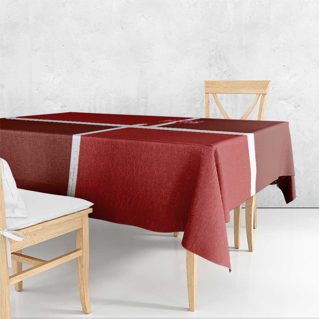 Denmark Football Tablecloth Black Grunge Line and Rune Inspired Sporty Style
