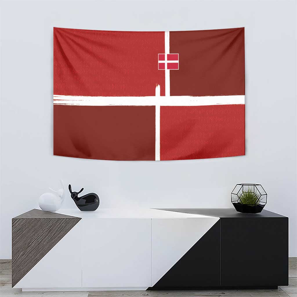 Denmark Football Tapestry Black Grunge Line and Rune Inspired Sporty Style