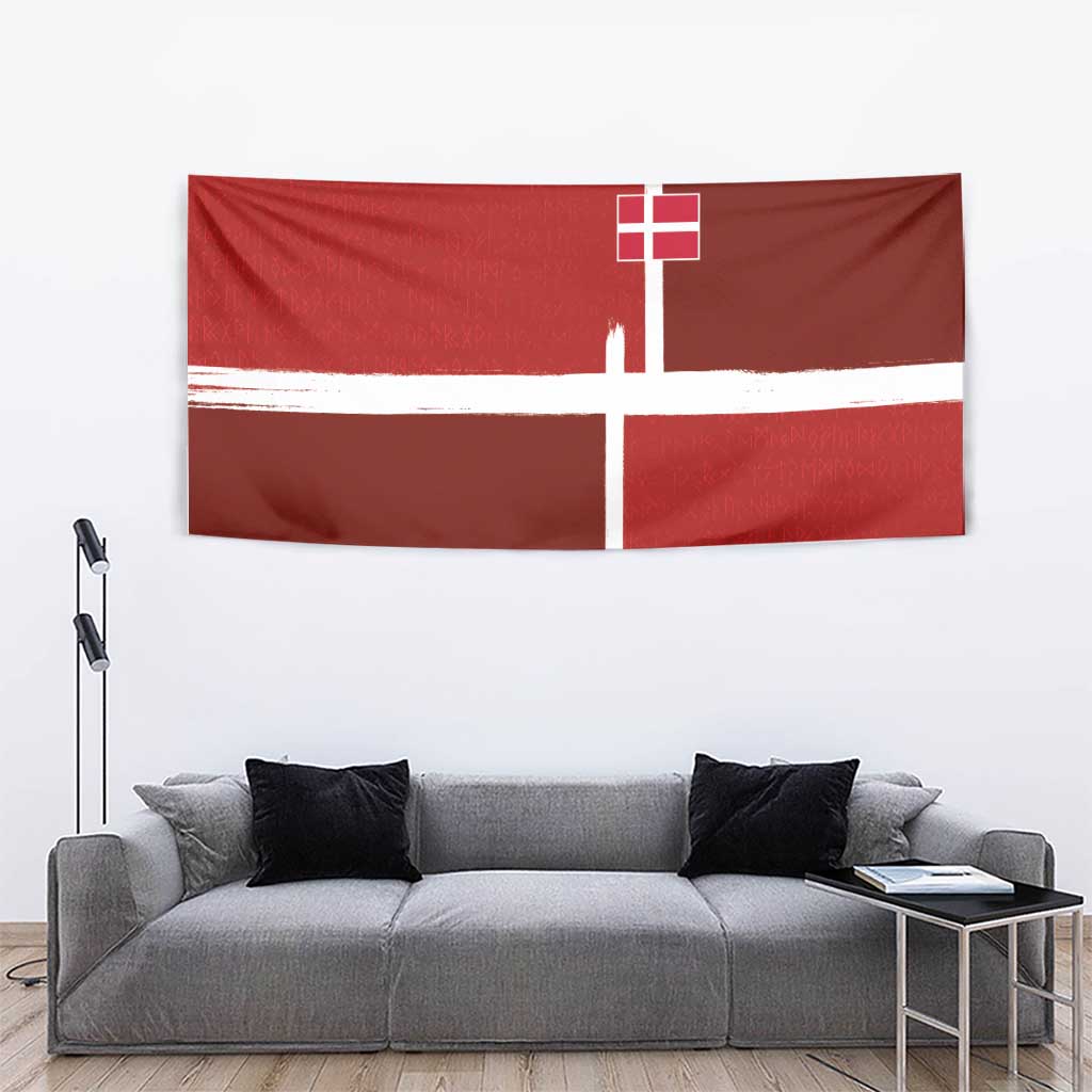 Denmark Football Tapestry Black Grunge Line and Rune Inspired Sporty Style