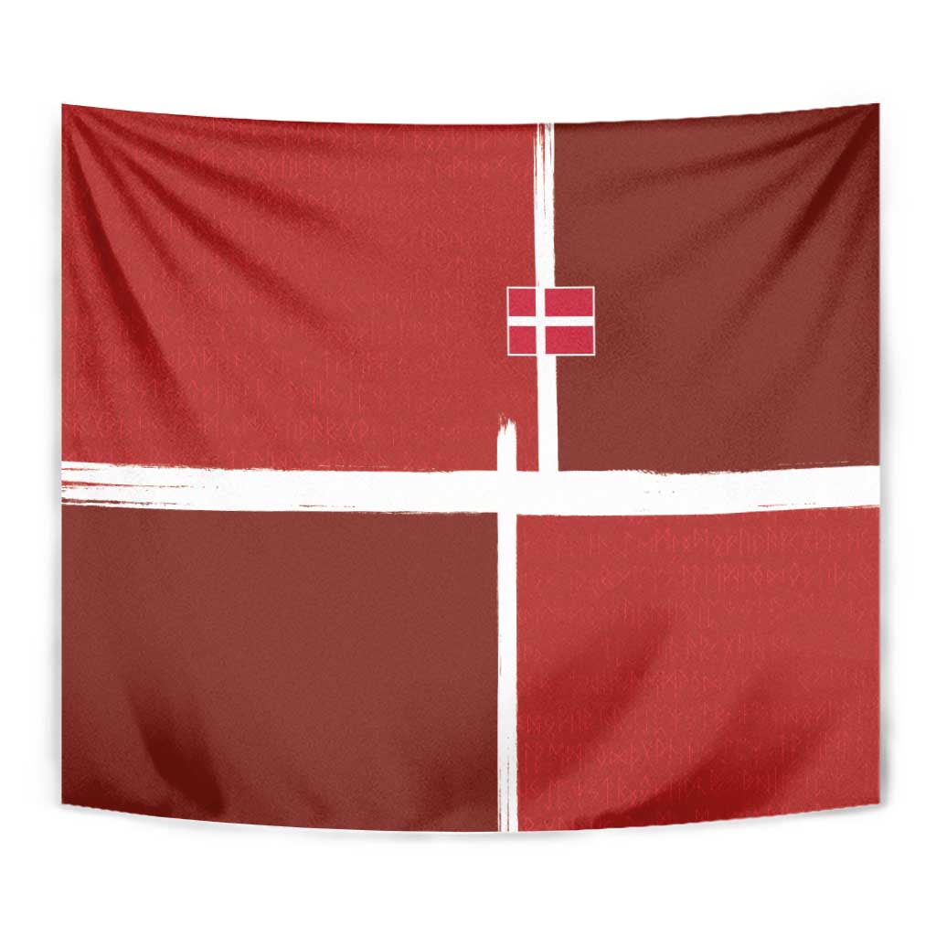 Denmark Football Tapestry Black Grunge Line and Rune Inspired Sporty Style