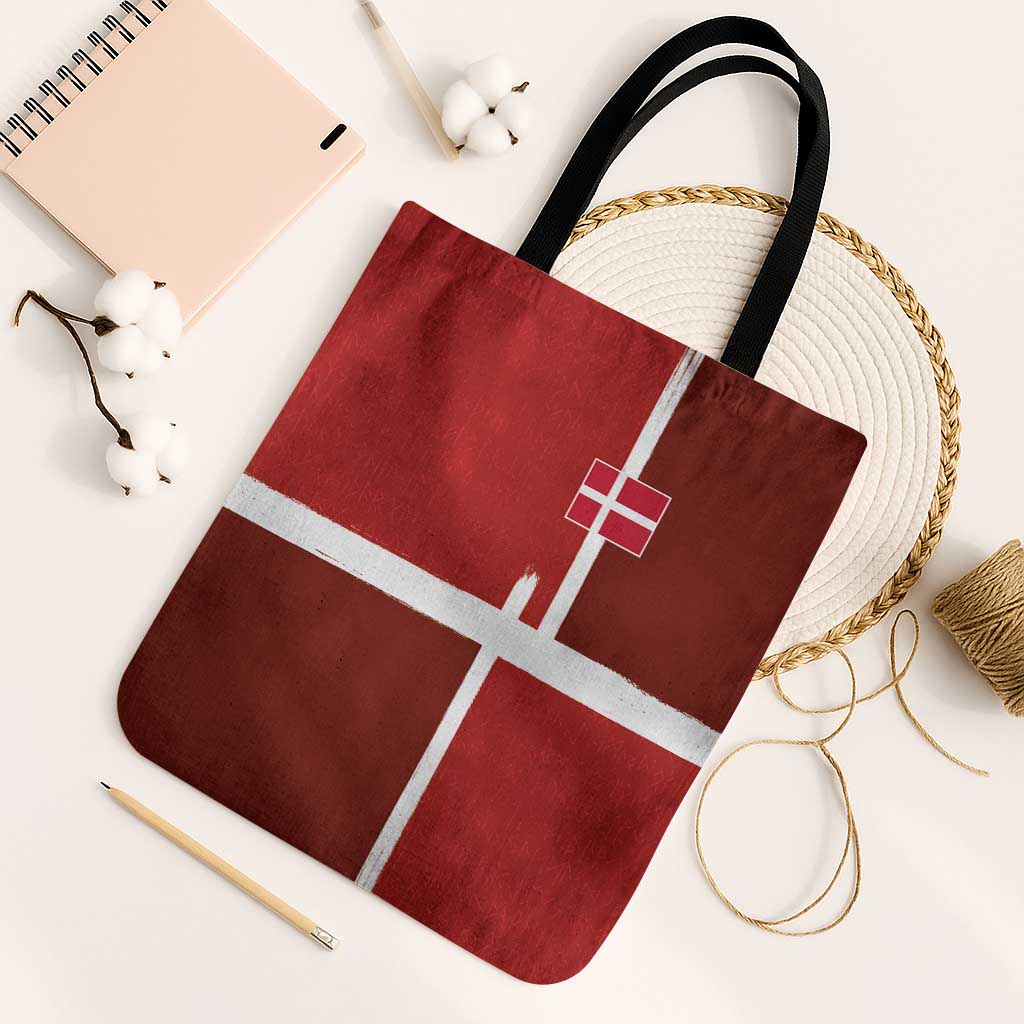 Denmark Football Tote Bag Black Grunge Line and Rune Inspired Sporty Style