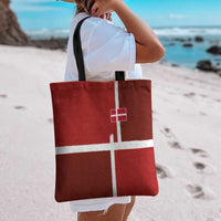 Denmark Football Tote Bag Black Grunge Line and Rune Inspired Sporty Style