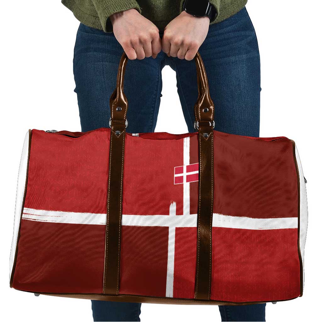 Denmark Football Travel Bag Black Grunge Line and Rune Inspired Sporty Style