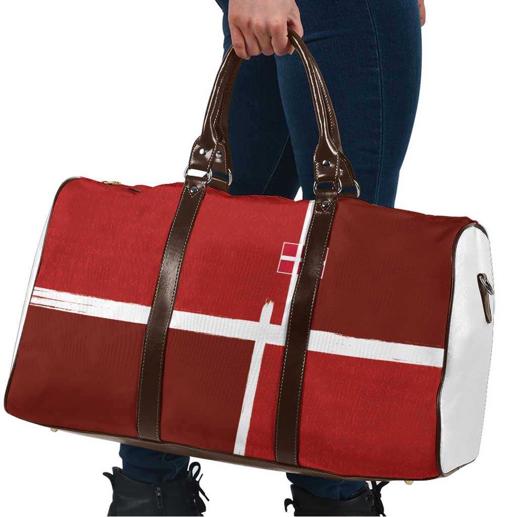 Denmark Football Travel Bag Black Grunge Line and Rune Inspired Sporty Style