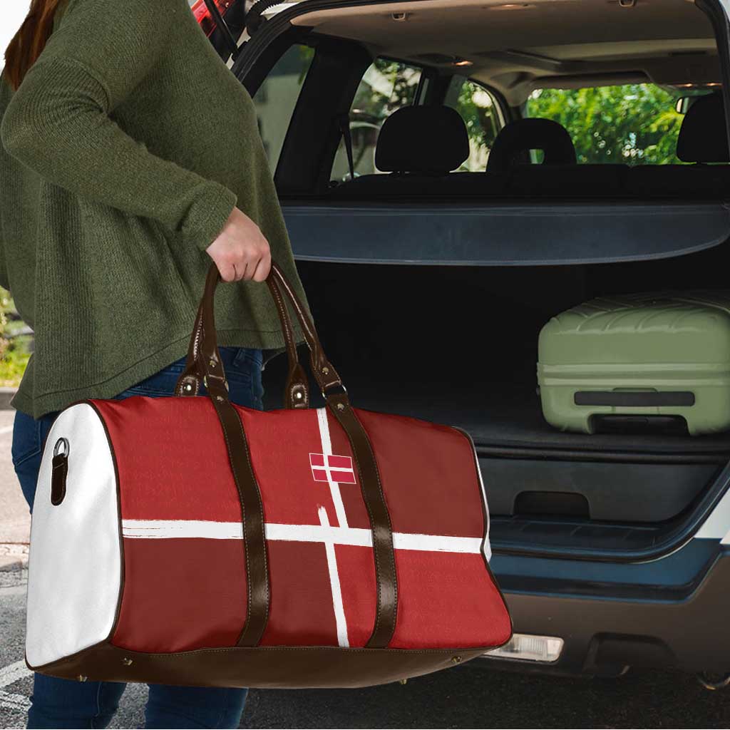 Denmark Football Travel Bag Black Grunge Line and Rune Inspired Sporty Style