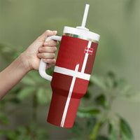 Custom Denmark Football Tumbler With Handle Black Grunge Line and Rune Inspired Sporty Style