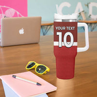 Custom Denmark Football Tumbler With Handle Black Grunge Line and Rune Inspired Sporty Style