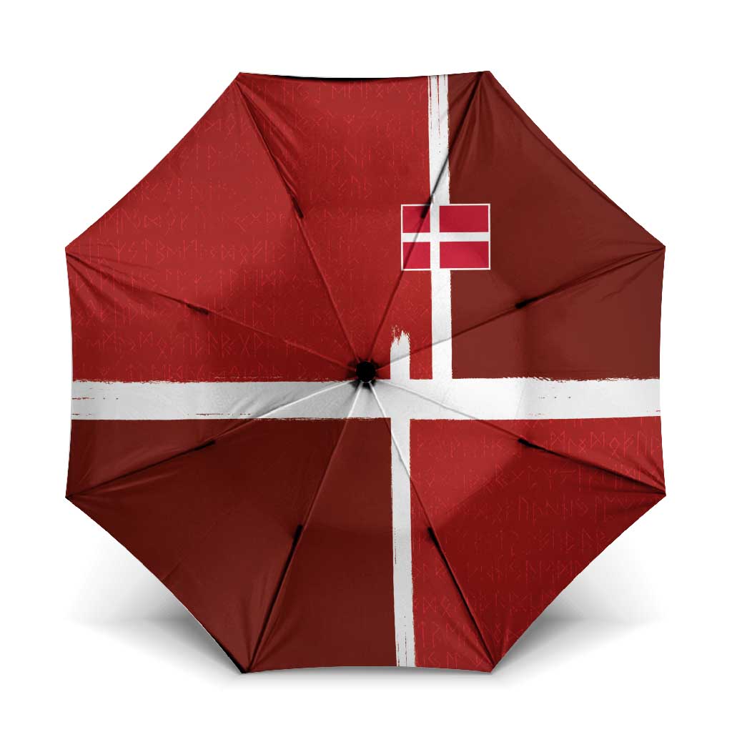 Denmark Football Umbrella Black Grunge Line and Rune Inspired Sporty Style