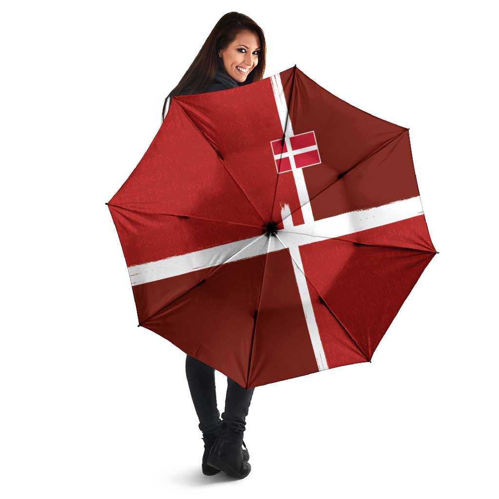 Denmark Football Umbrella Black Grunge Line and Rune Inspired Sporty Style