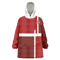 Custom Denmark Football Wearable Blanket Hoodie Black Grunge Line and Rune Inspired Sporty Style