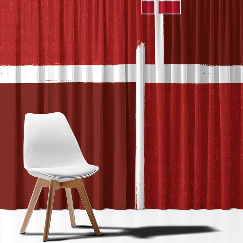 Denmark Football Window Curtain Black Grunge Line and Rune Inspired Sporty Style