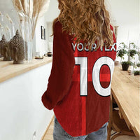 Custom Denmark Football Women Casual Shirt Black Grunge Line and Rune Inspired Sporty Style