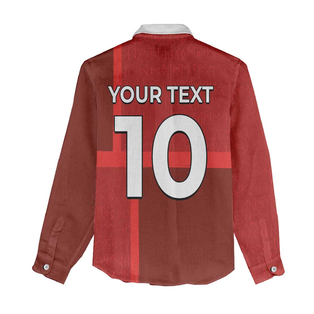Custom Denmark Football Women Casual Shirt Black Grunge Line and Rune Inspired Sporty Style