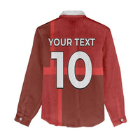 Custom Denmark Football Women Casual Shirt Black Grunge Line and Rune Inspired Sporty Style