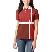 Custom Denmark Football Women Polo Shirt Black Grunge Line and Rune Inspired Sporty Style
