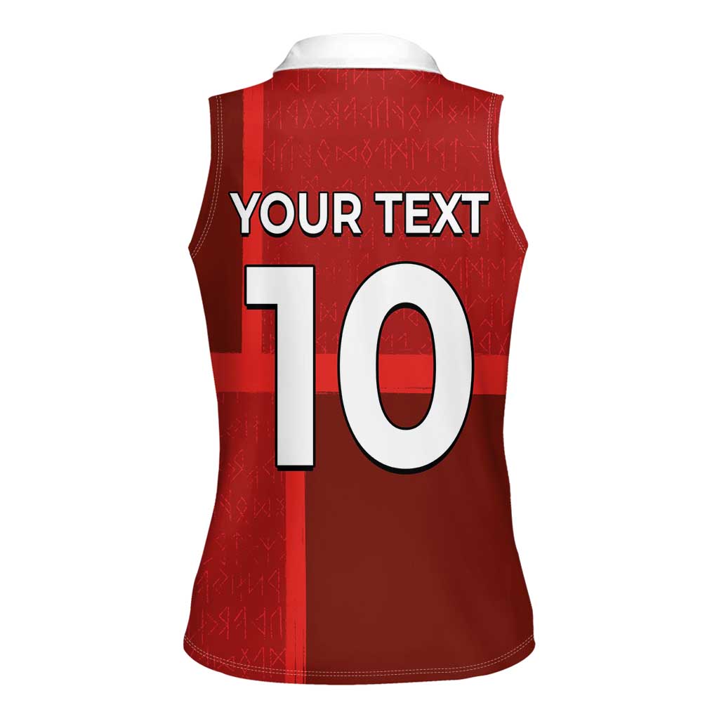 Custom Denmark Football Women Sleeveless Polo Shirt Black Grunge Line and Rune Inspired Sporty Style