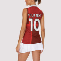Custom Denmark Football Women Sleeveless Polo Shirt Black Grunge Line and Rune Inspired Sporty Style