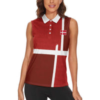 Custom Denmark Football Women Sleeveless Polo Shirt Black Grunge Line and Rune Inspired Sporty Style