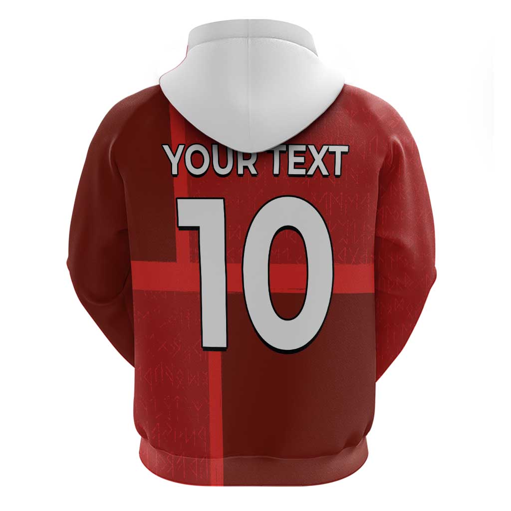 Custom Denmark Football Zip Hoodie Black Grunge Line and Rune Inspired Sporty Style