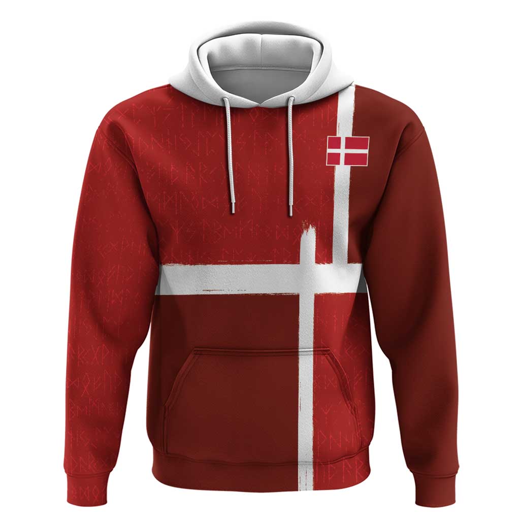 Custom Denmark Football Zip Hoodie Black Grunge Line and Rune Inspired Sporty Style