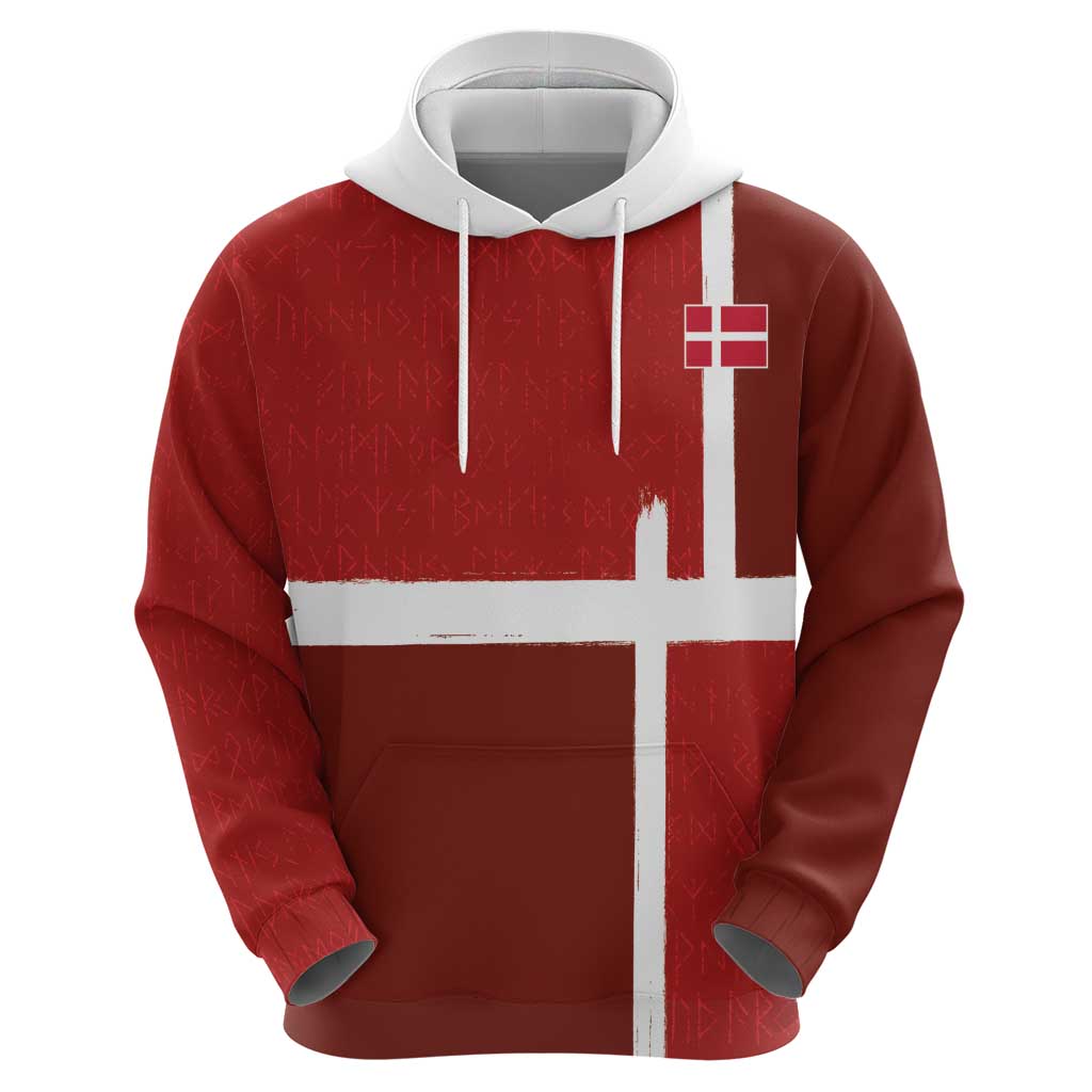 Custom Denmark Football Zip Hoodie Black Grunge Line and Rune Inspired Sporty Style